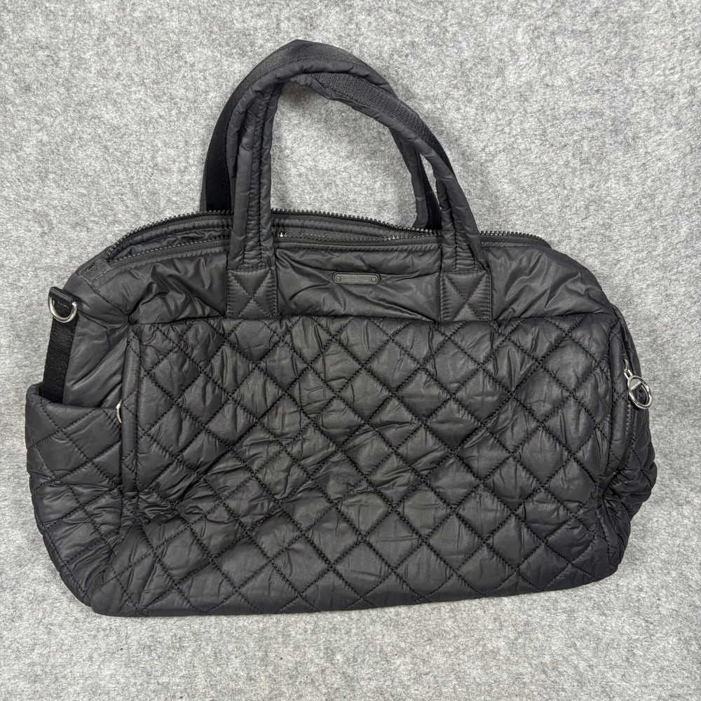 Michael Kors Quilted Nylon Duffel Bag Large Black Lightweight Travel Tote